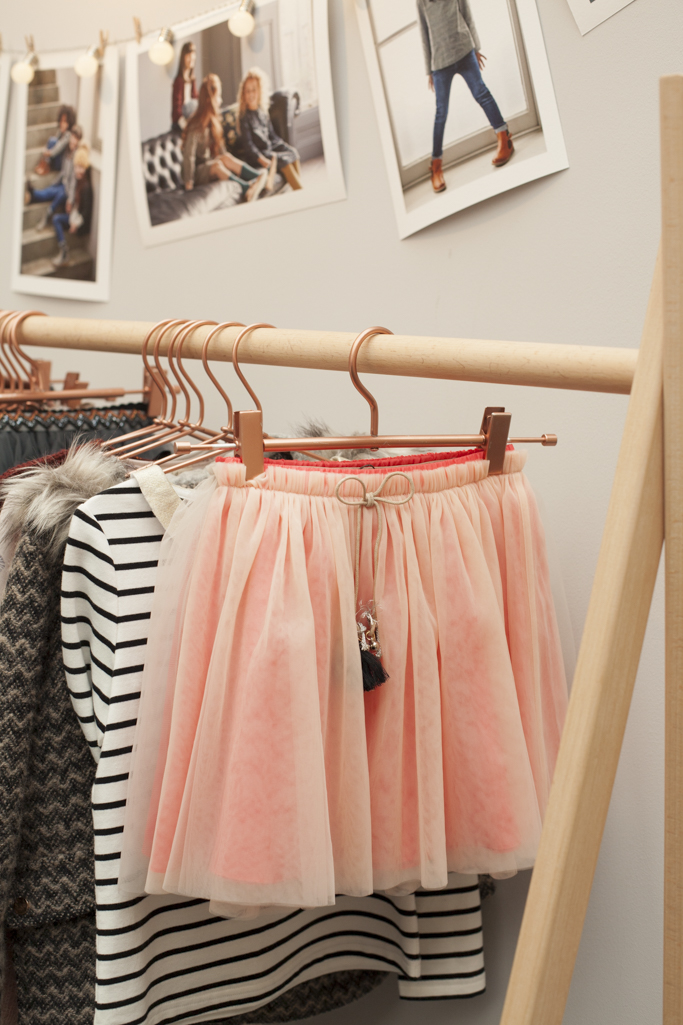 Neon pink and peach overlay skirt